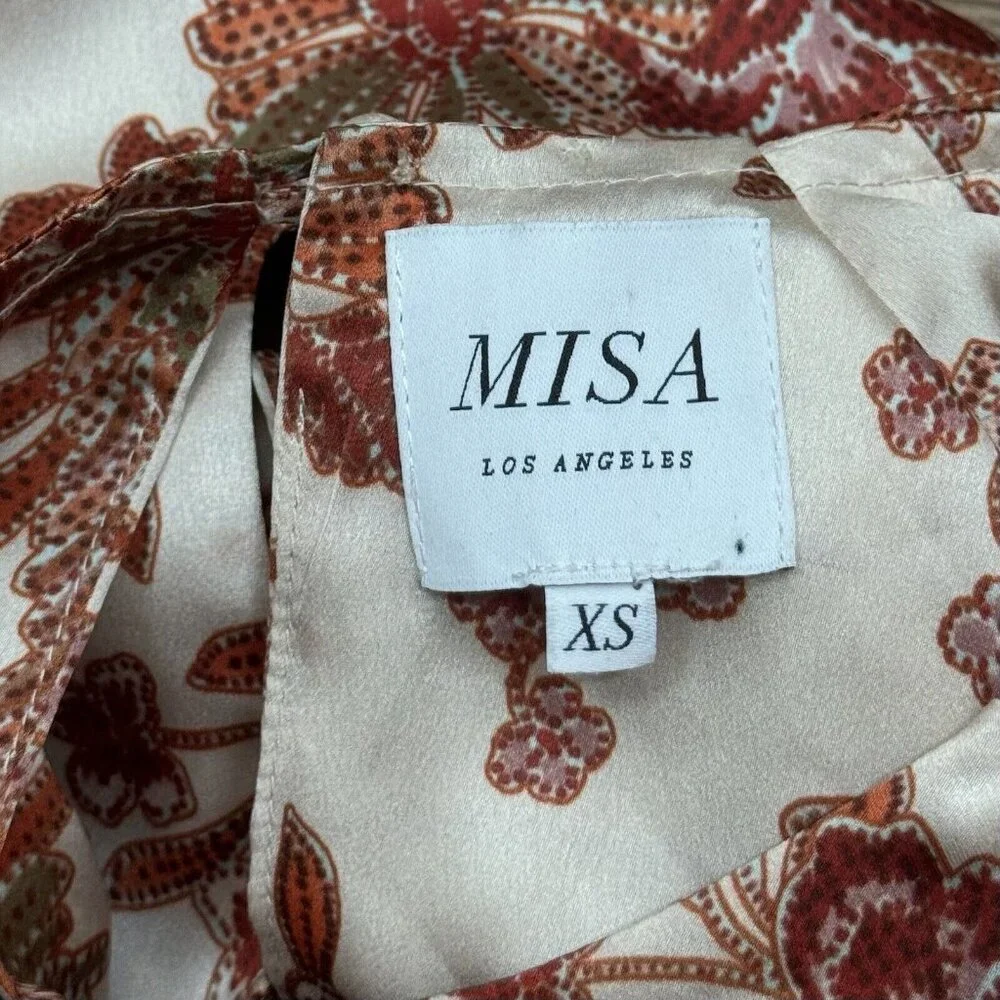 MISA Los Angeles Kara Dress in‎ Falling Floral Satin Made in USA Size XS - Picture 10 of 11